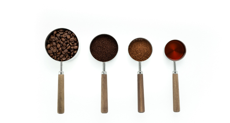 Spoons with coffee grounds